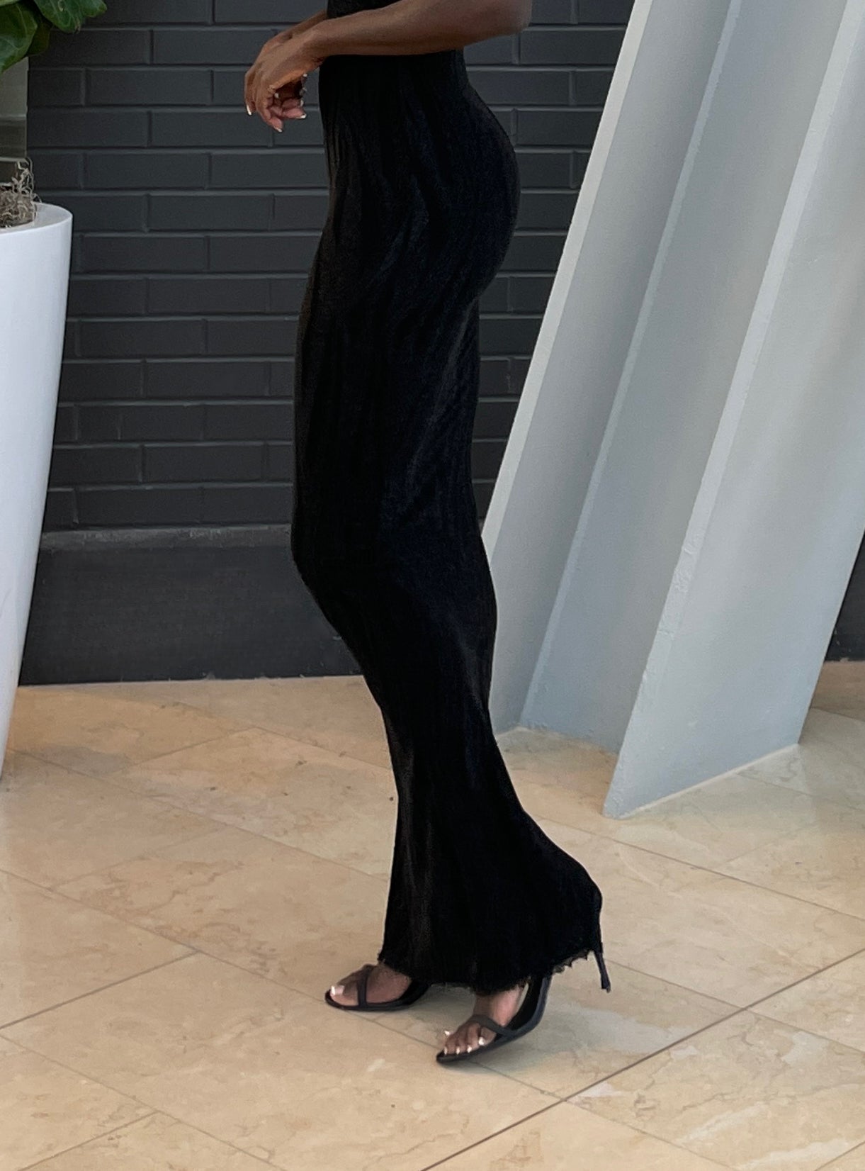 The Shimmering Black Full Length Dress