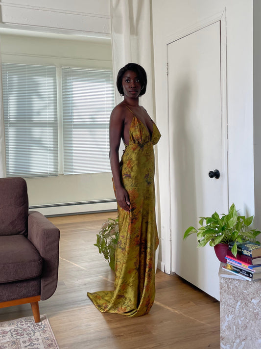 Olive Silk Dress