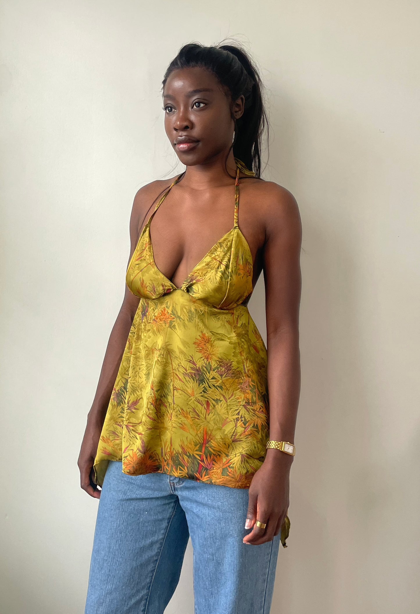 Olive Silk Top