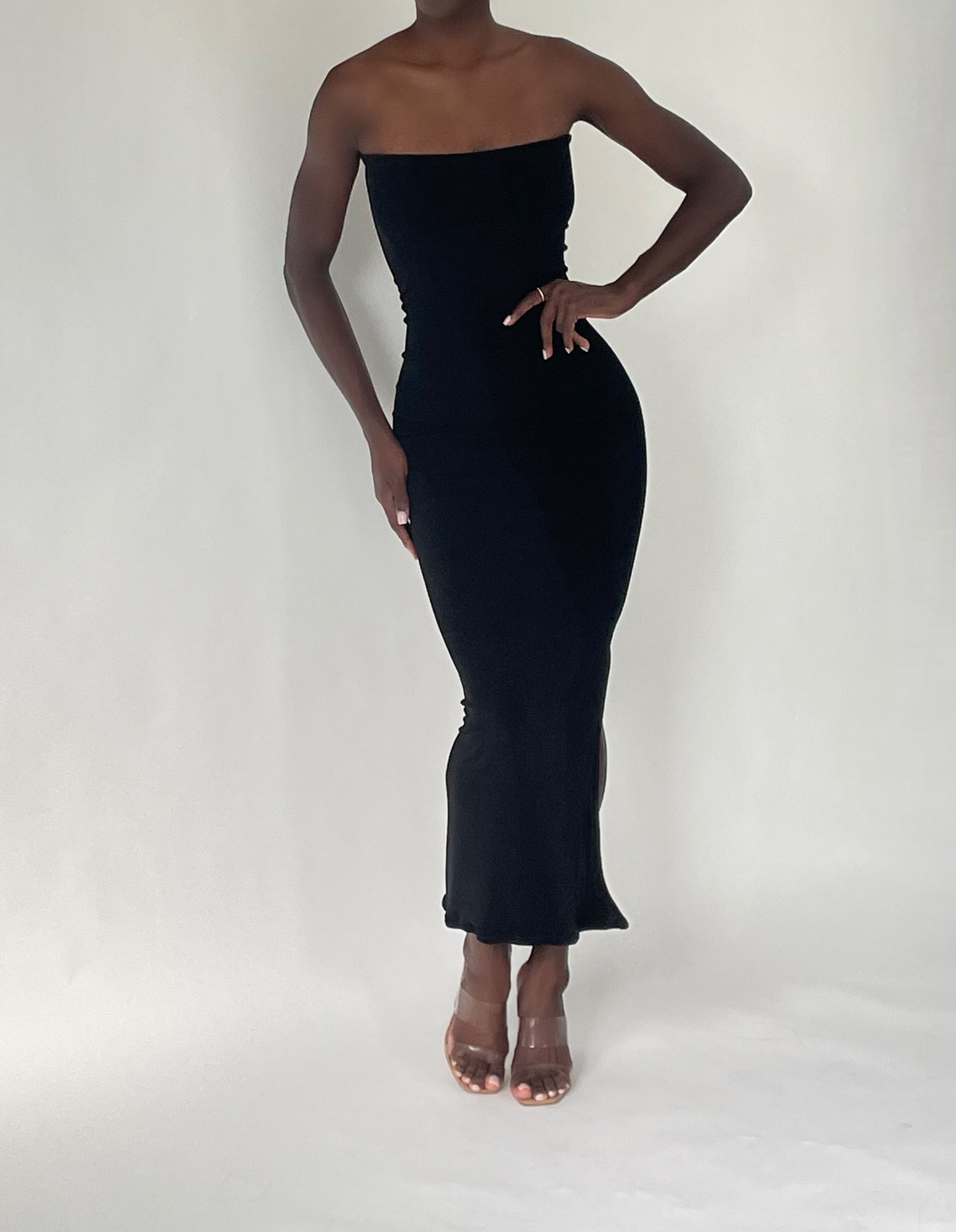 The Carmen Double Layered Classic Black Dress